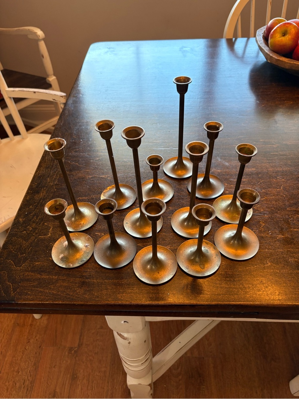 Brass Taper Candle Holders with Pastel Taper Candles - Home Accents